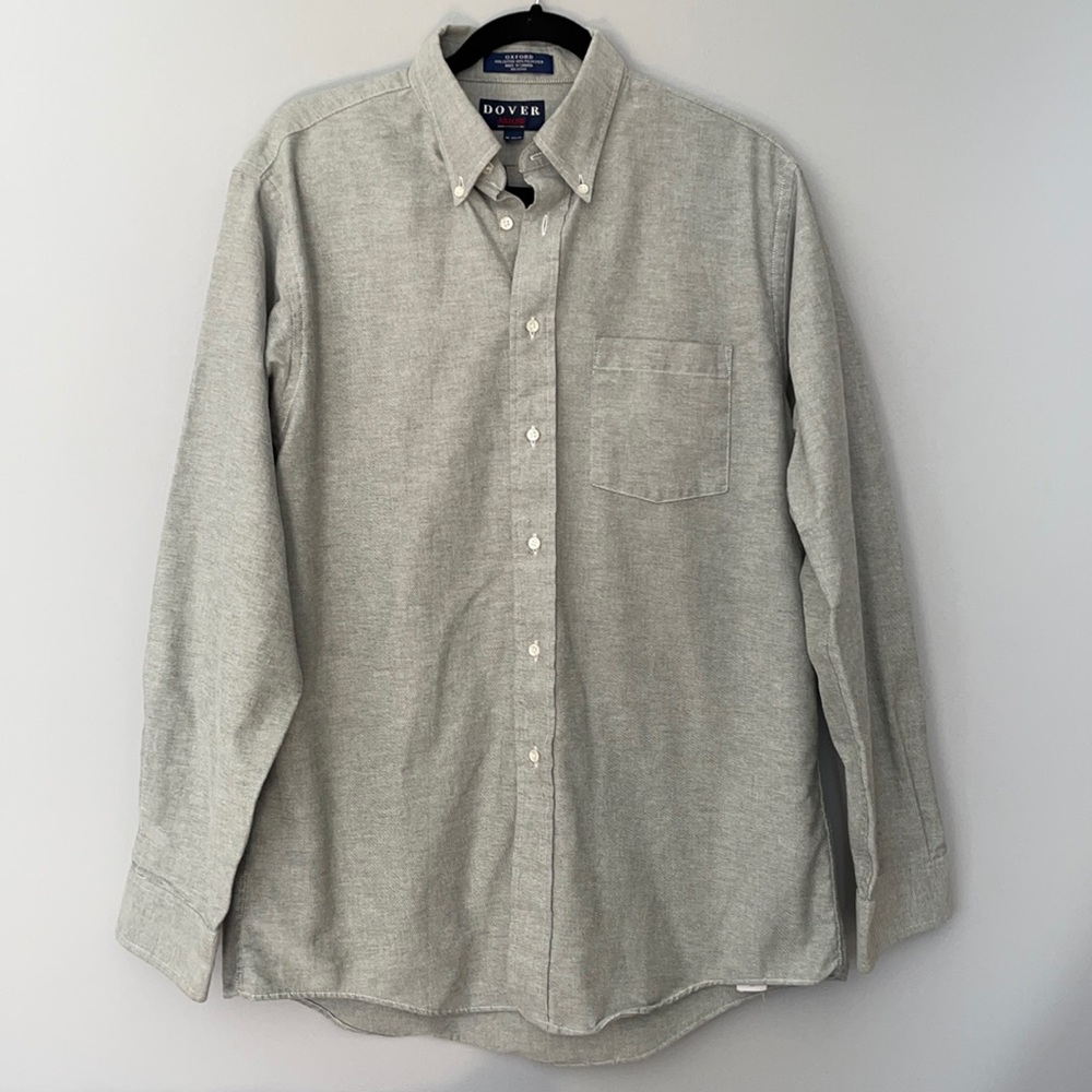 ARROW Dover Button Down Shirt, Grey, Size 16 34/35